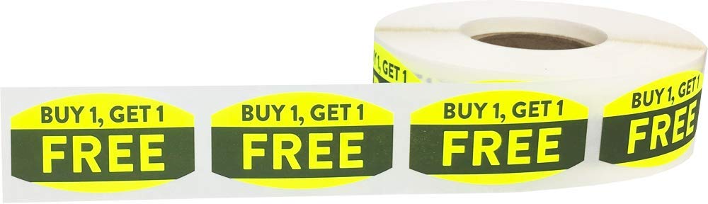 Buy 1 Get 1" BOGO Grocery Store Food Labels .75 x 1.375 Inch 500 Total Adhesive Stickers 0.75 x 1.375" Oval