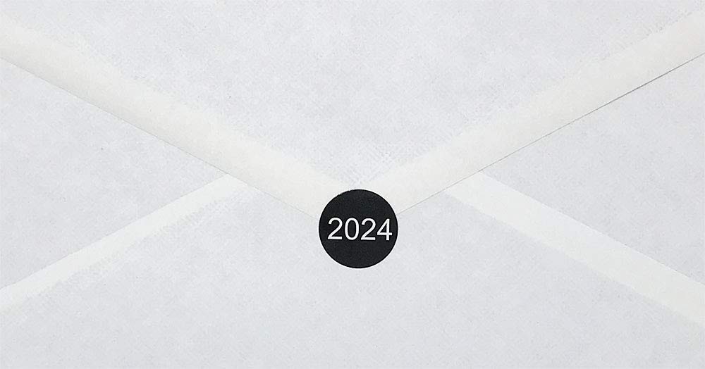 InStockLabels 2024 Year Stickers (Black) - 0.75", 500 Round Stickers Per Roll – Round Labels for File Folders, Sticker Labels for End of Year Organization, Circle Stickers for Office & Home Use