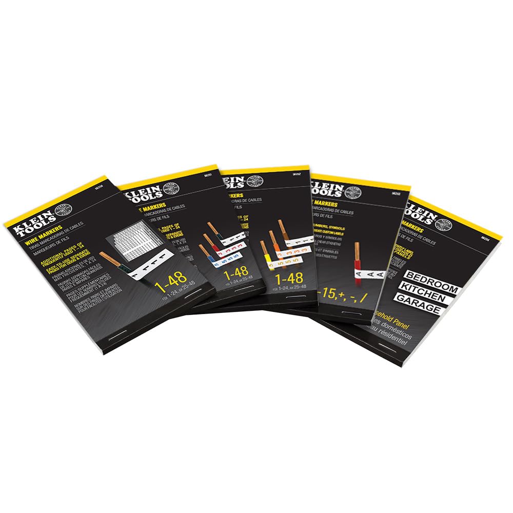 Klein Tools 56250 Wire Marker Book for Cable Management, Electric Panel Organization Wire Label Stickers, Numbered 1-48 1 Count (Pack of 1) Standard