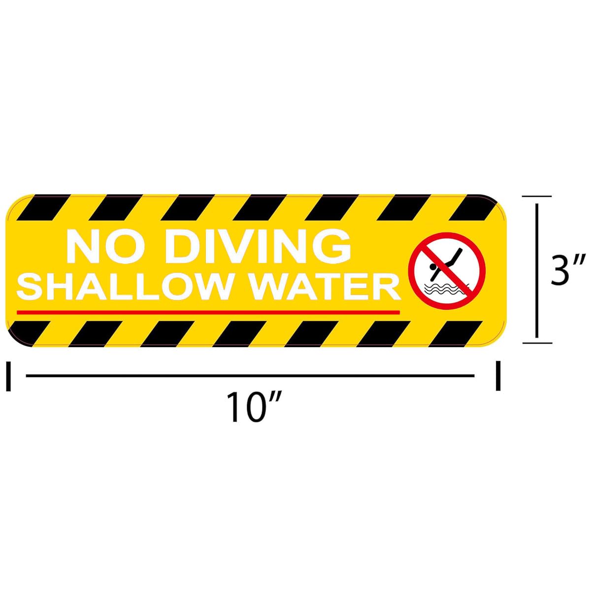 No Diving Stickers Shallow Water 3 x 10 Inch No Diving Adhesive Swimming Pool Safety Warning Caution Stickers Labels Pool Signs Decor 6 Pcs