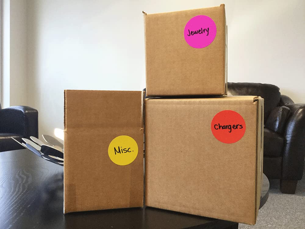 Yellow Color Coding Labels for Organizing Inventory 2 Inch Round Circle Dots 500 Total Adhesive Stickers On A Roll