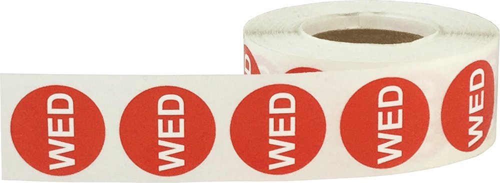 Red Wednesday Circle Dot Stickers, 3/4 Inch Round, 500 Adhesive Labels on a Roll for Scheduling, Organization, Task Management, and Inventory - Made in The USA