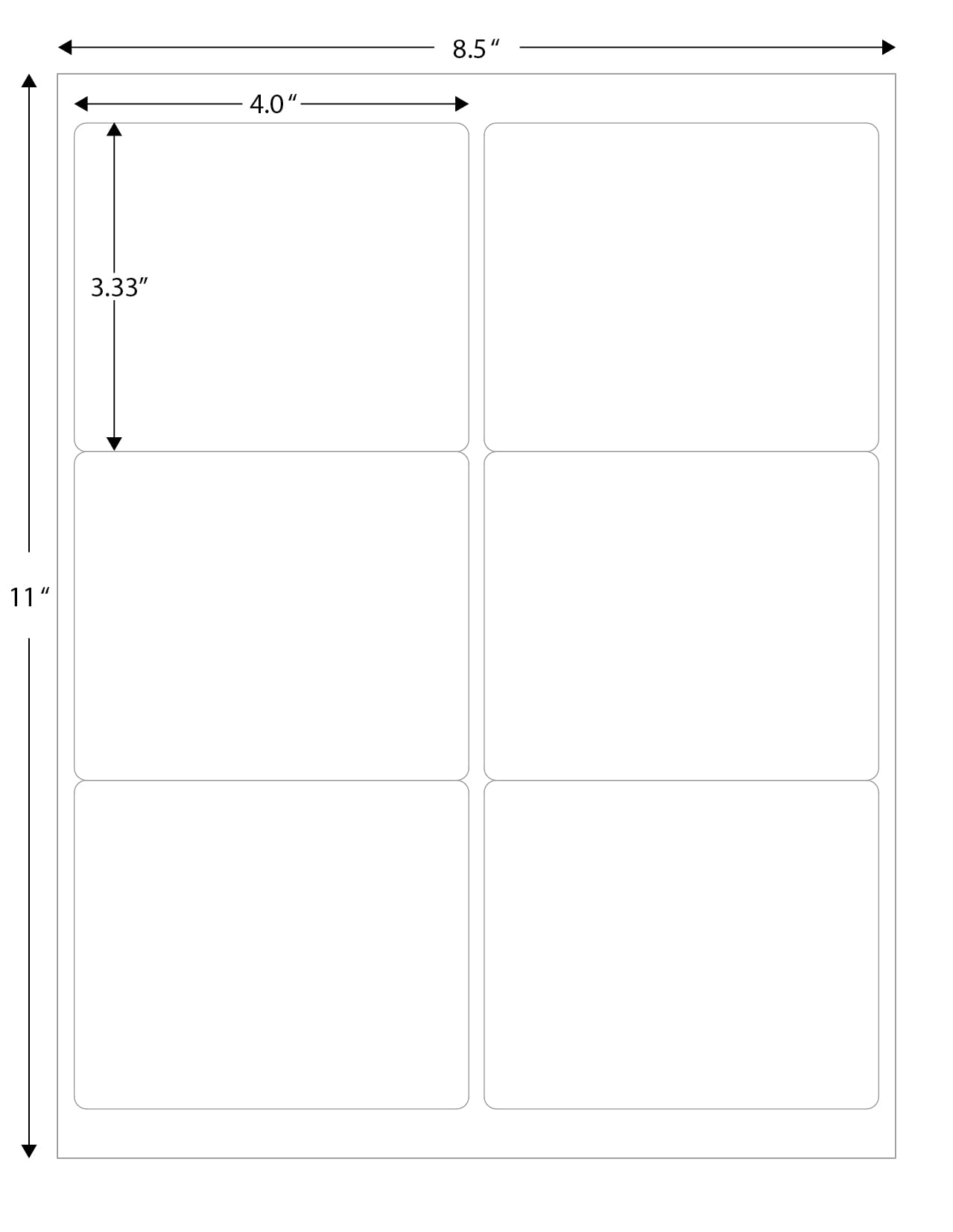Blank Labels Address Barcode Shipping Labels, 4" x 3.33" (4 x 3-1/3) Permanent White Matte Label, Inkjet and Laser Printer Guaranteed Made in USA, 6 Labels Per Sheet- 100 Sheets - 600 Labels