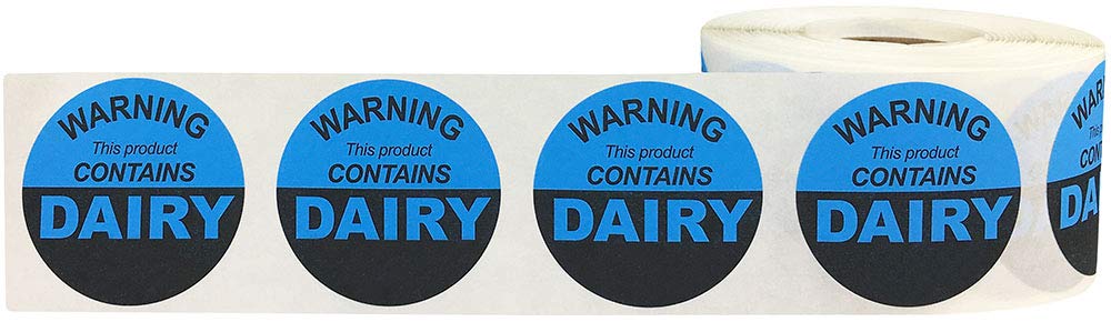 Warning This Product Contains Dairy Labels 1.5 Inch 500 Total Stickers