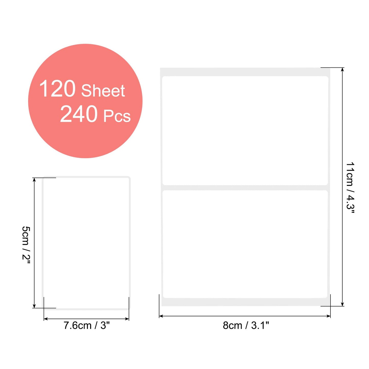uxcell 120 Sheet White Label Stickers 3 x 2 Inch Rectangle Self-Adhesive Stickers Coding Labels for Office Supplies, File Folder Tabs, Inventory Organize, File Classification
