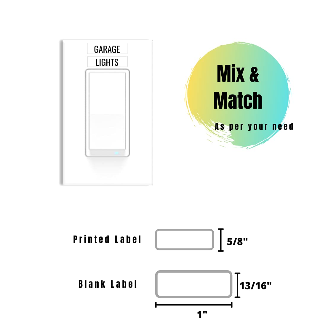 Premium Light Switch Label Sticker Clear Transparent with Text. for Home, Kitchen, Bathroom, Office School Use. 248 Clear Labels (Includes Blank Labels) Standard Pack