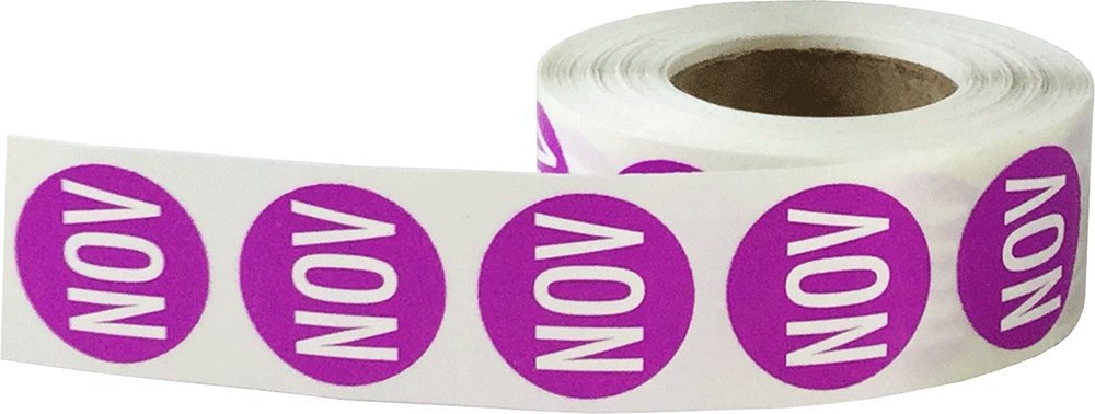 Lilac November Circle Month Stickers, 3/4 Inch Round, 500 Vibrant Adhesive Labels on a Roll for Scheduling, Organization, and Inventory - Made in The USA Lilac November
