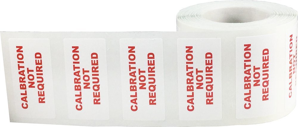 White and Red Calibration Not Required Labels, 3/4 x 1 1/2 Inch in Size, 500 Adhesive Stickers on a Roll