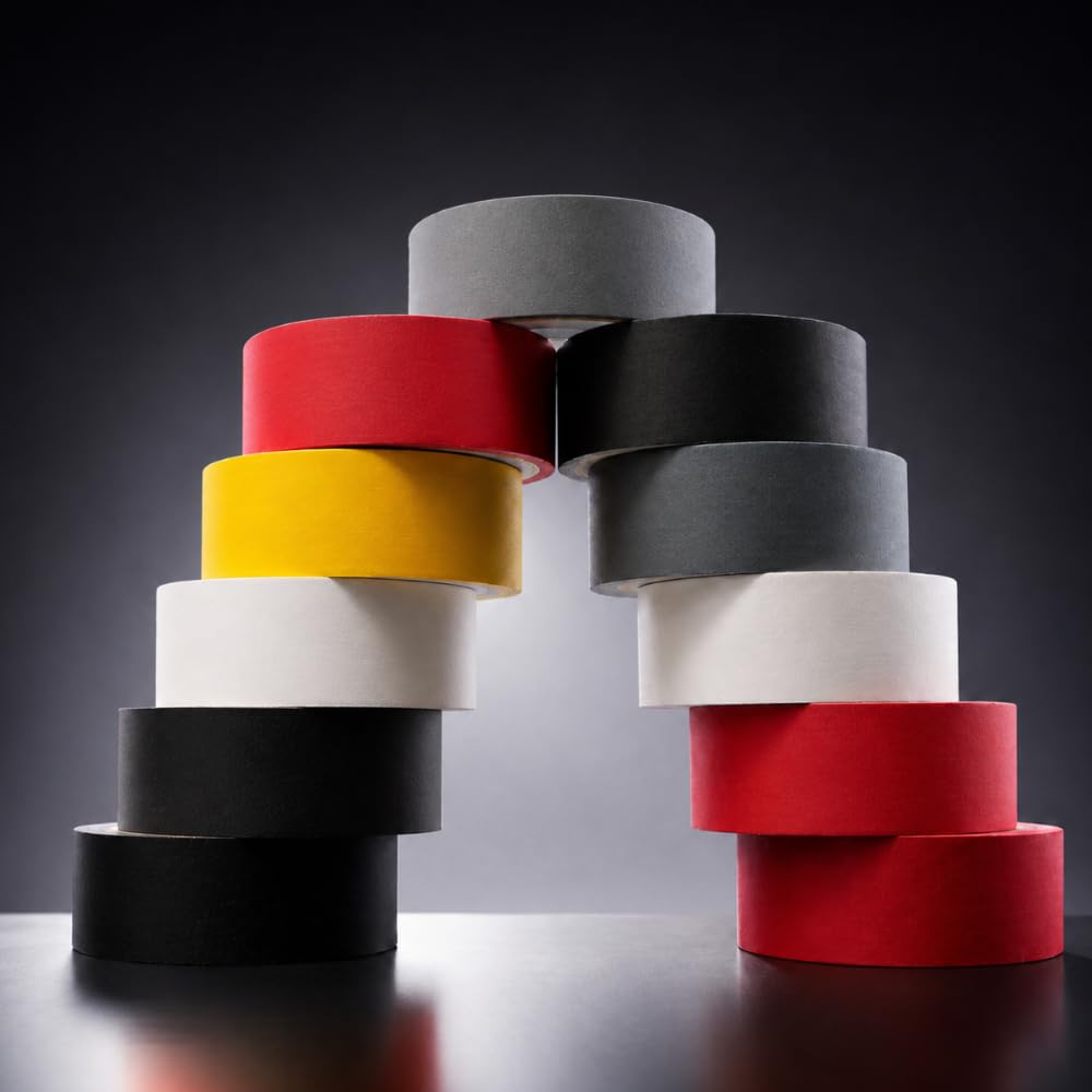 WOD Professional Grade Black Gaffer Tape - Made in USA - 1/2 in. x 50 yds. No Sticky Residue, Cables, Non Reflective, Hand Tearable, Photography, Filming Backdrop, Production 1/2 inch