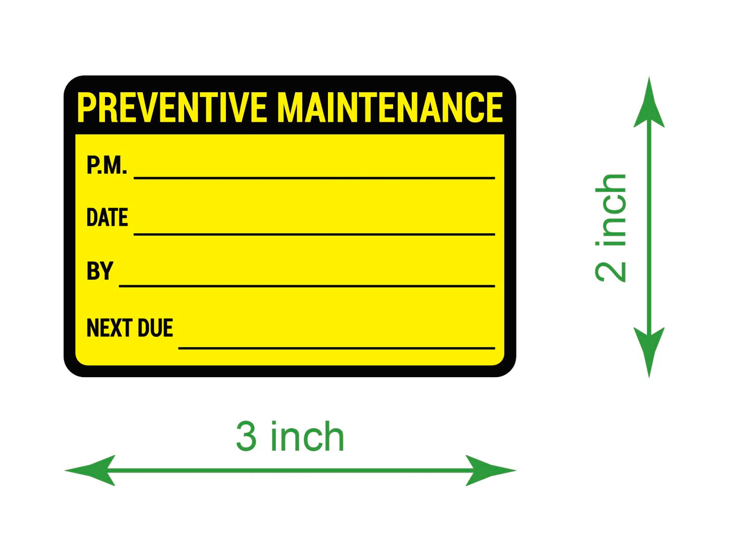 2x3 inch 200 PCS Black Yellow Preventive Maintenance Stickers for Machines and Equipments