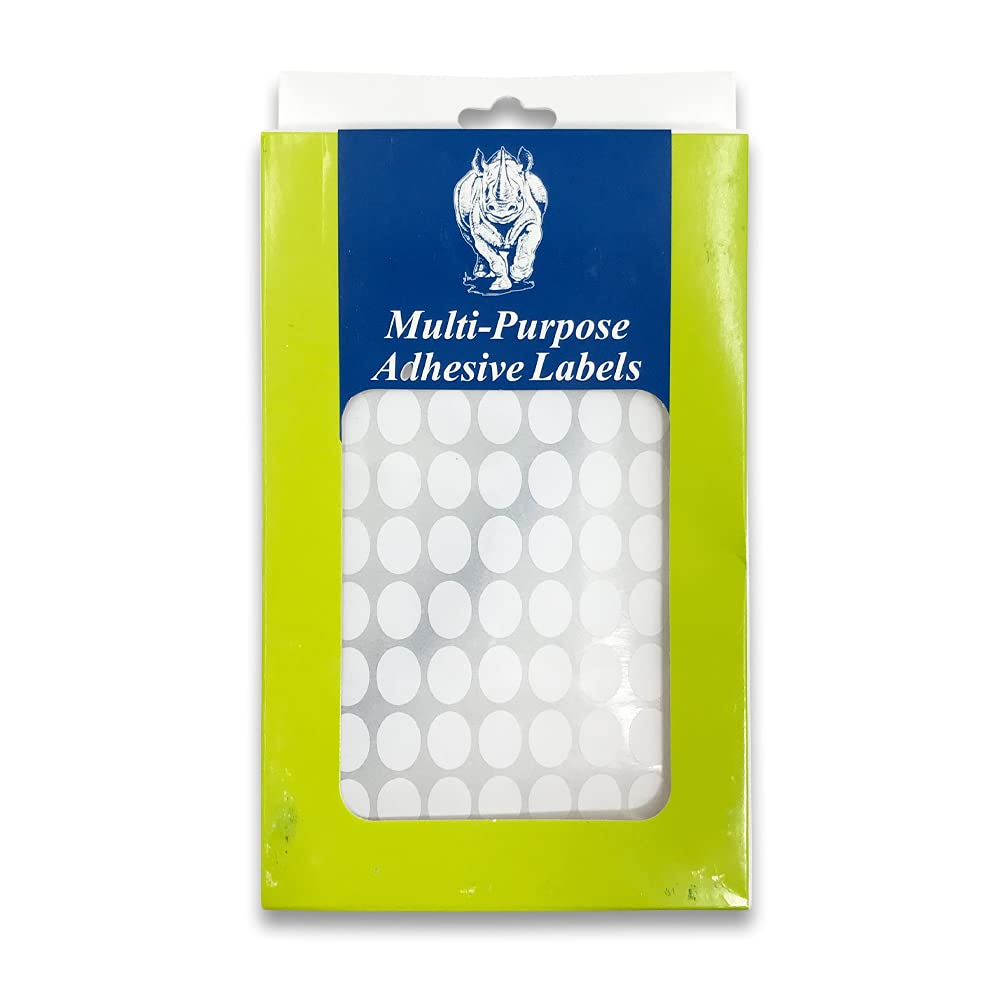 1040 ct All Purpose Self Adhesive Plain Oval White Labels - Easy Use - 1/2 x 3/8 (41 x 28mm)