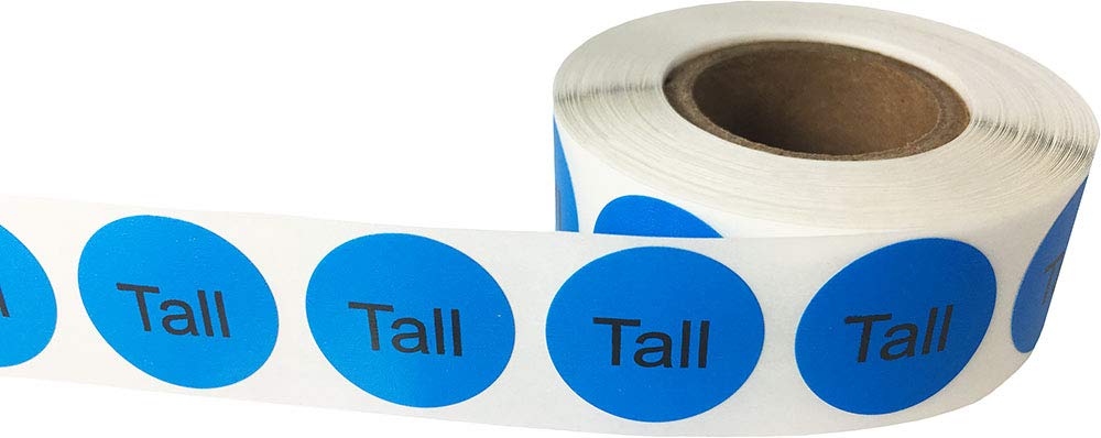 Blue Circle Tall Clothing Size Stickers for Retail Apparel 0.75 Inch 500 Total Adhesive Labels