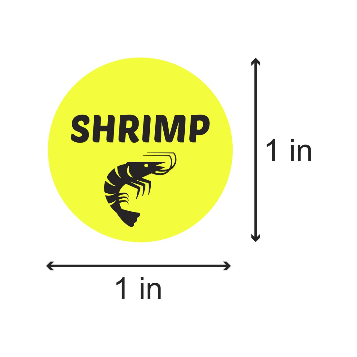600 Shrimp Stickers, 1" Round Shrimp Food Labels Seafood Menu Meal Choice Sticker Deli Pantry Catering Food Truck Grocery Store Meat Stickers Package Food Labeling, Yellow - 2 Rolls of 300 Labels