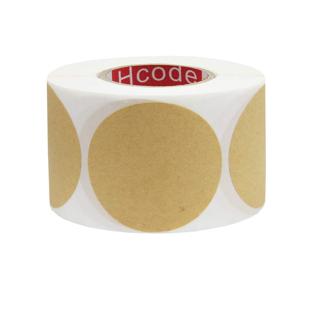 2'' Natural Circle Price Stickers Kraft Paper Dots Labels Target Pasters Adhesive Writable Labels 500 Pieces Per Roll (2 inches) 2 inches