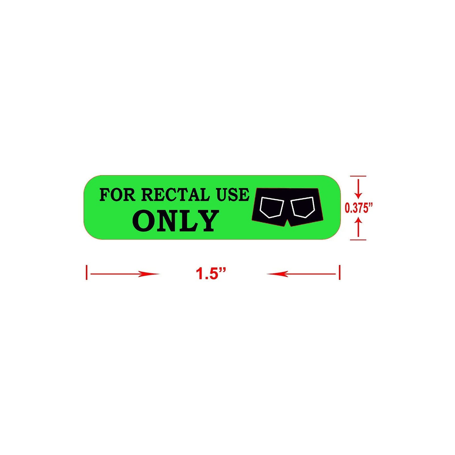 1.5' x 3/8' Green for Rectal Use Only Stickers Waterproof - 500 Funny Gags for Adults - Prank Stickers Funny Joke Removable Labels (Green)
