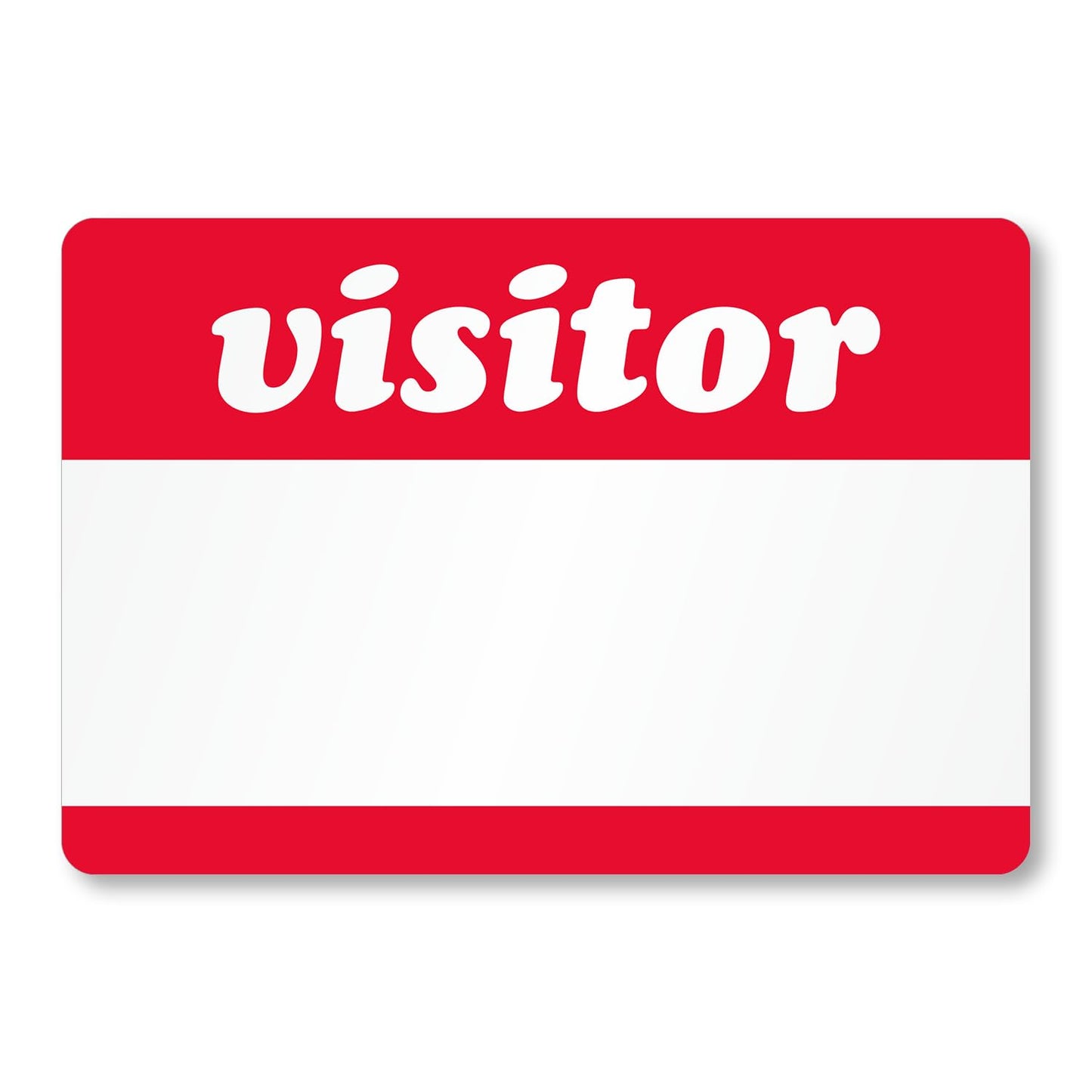 SmartSign (Pack of 250) Visitor Label Badges, 3.5" x 2.375" Matte Paper Guest Stickers with Removable Adhesive Backing, Write-On Labels in a Roll, Red and White, Made in USA