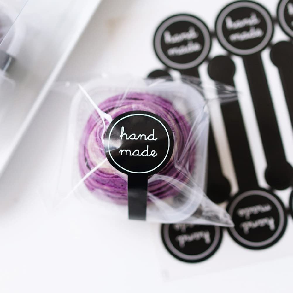 20 Sheets (200PCS) Black Hand Made Seal Self Adhesive Paper Sealing Sticker Tamper Evident Labels Decorative Labels for Hand Made Products