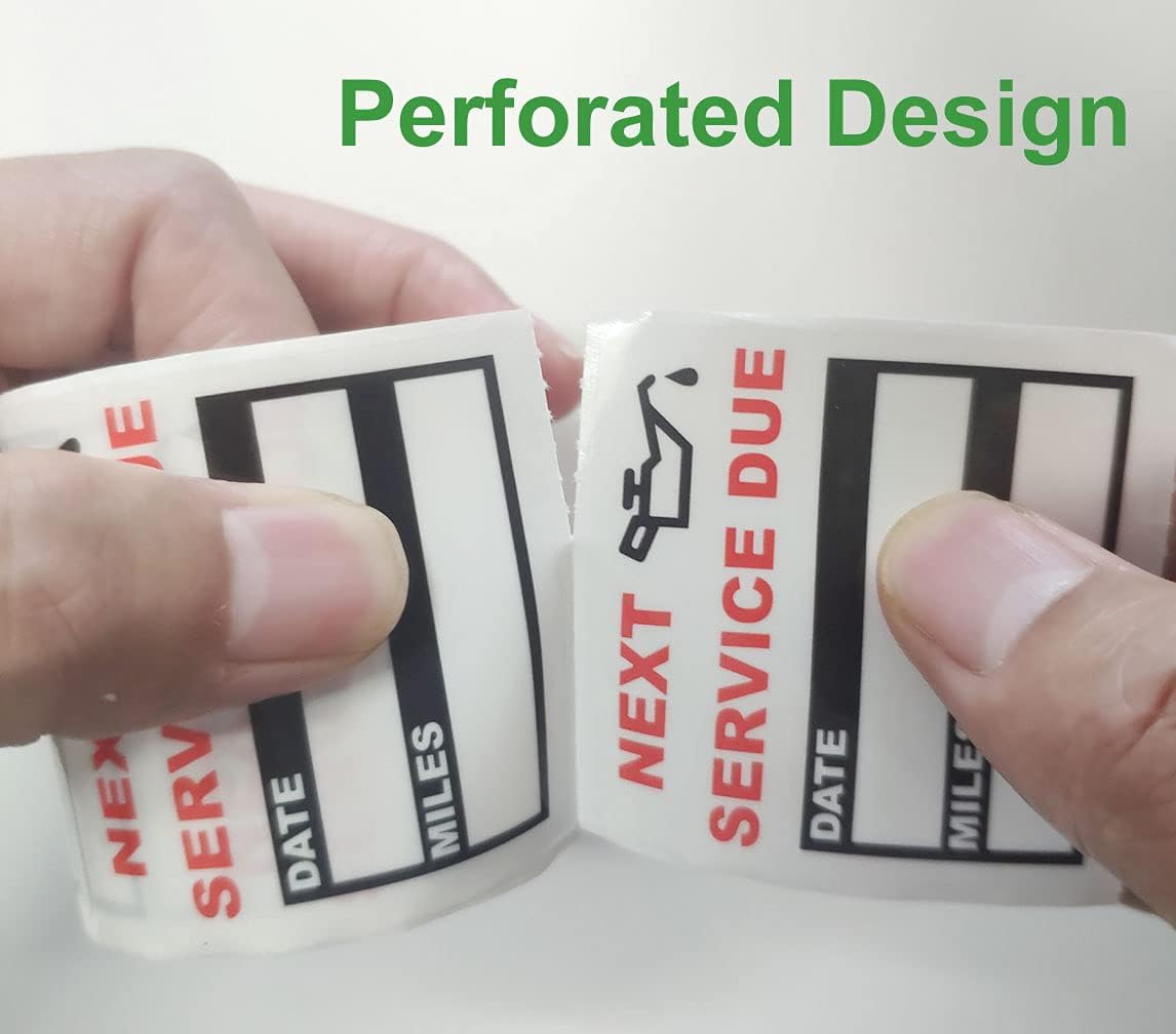 200 Count Clear Oil Change Stickers, 2 X 2 Inches Removable Auto Maintenance Next Service Due Reminder Labels in Roll with Perforation Line