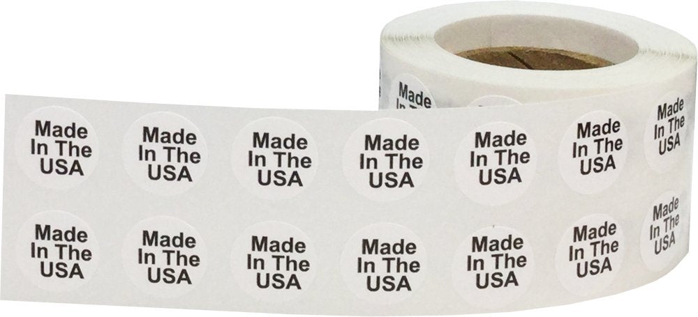 White with Black Made in USA Circle Dot Stickers, 1/2 Inch Round, 1000 Labels on a Roll
