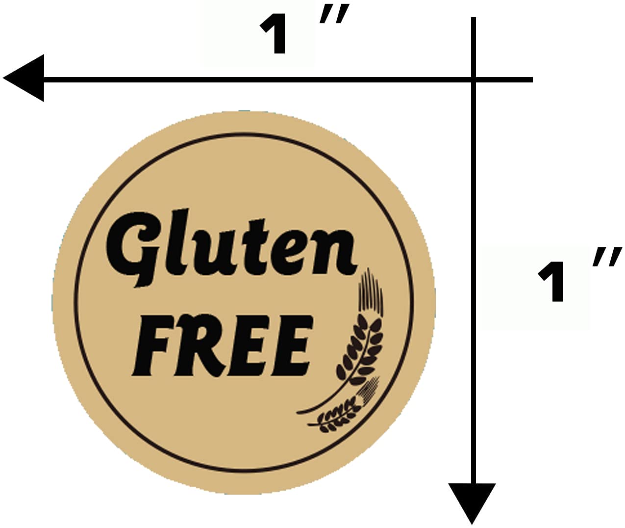 1 Inch Brown Kraft Gluten Free Stickers - Food Rotating Label for Retail Package - 500pcs