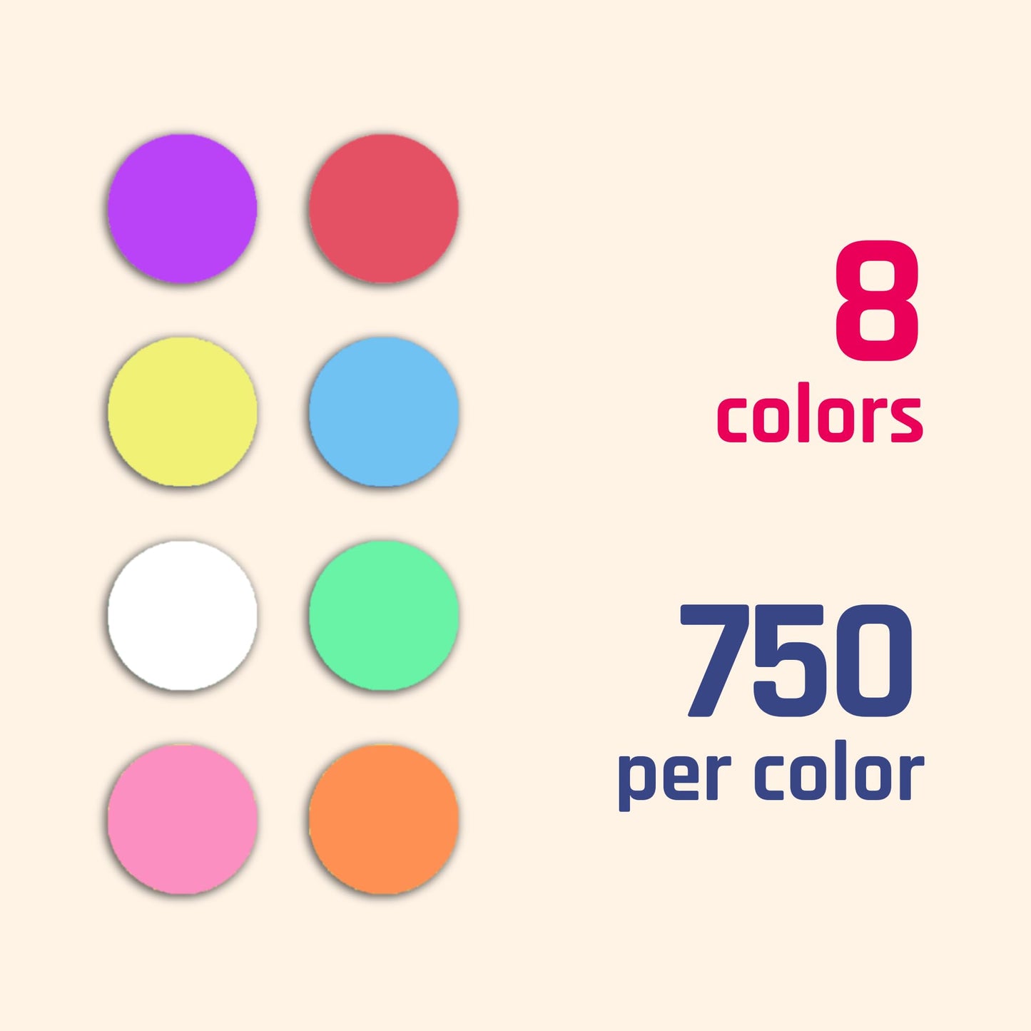 6000 Pieces, 1/4 inch - Small Colored Dot Stickers, Round Circle Labels - 8 Colors 6,000 Pieces