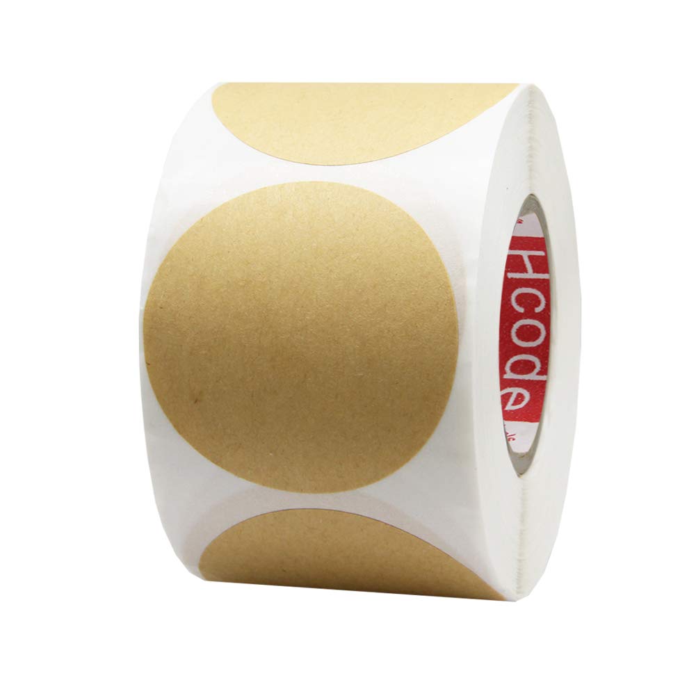2'' Natural Circle Price Stickers Kraft Paper Dots Labels Target Pasters Adhesive Writable Labels 500 Pieces Per Roll (2 inches) 2 inches