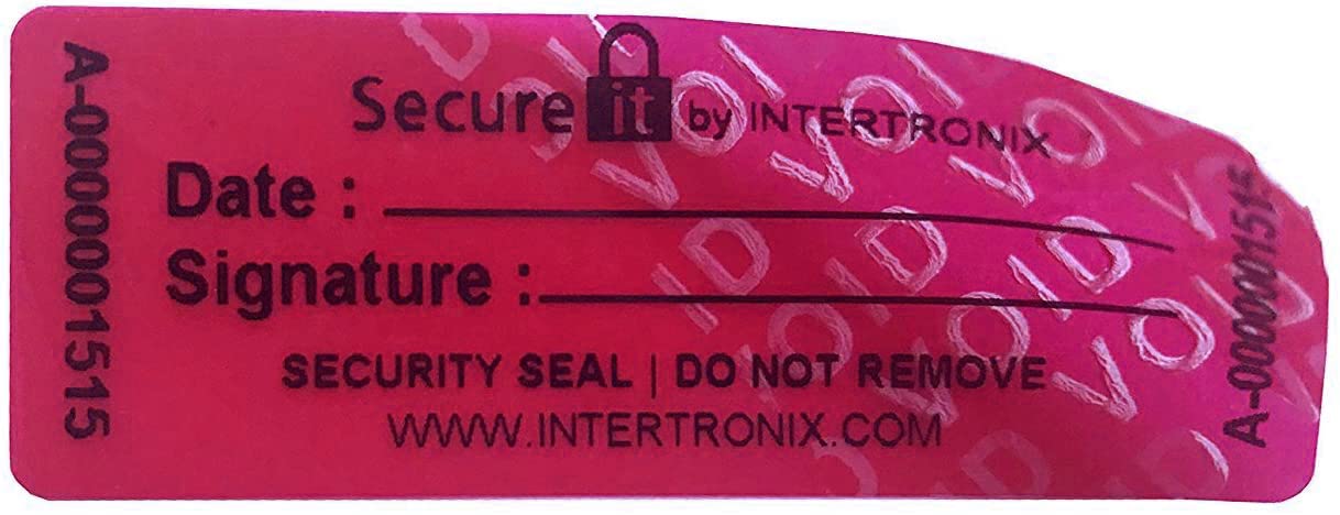 100 High Security Tamper Evident Warranty Void Hologram Labels/Stickers w/Unique Sequential Serial Numbering (Red Gas and Calibration - Non Residue)