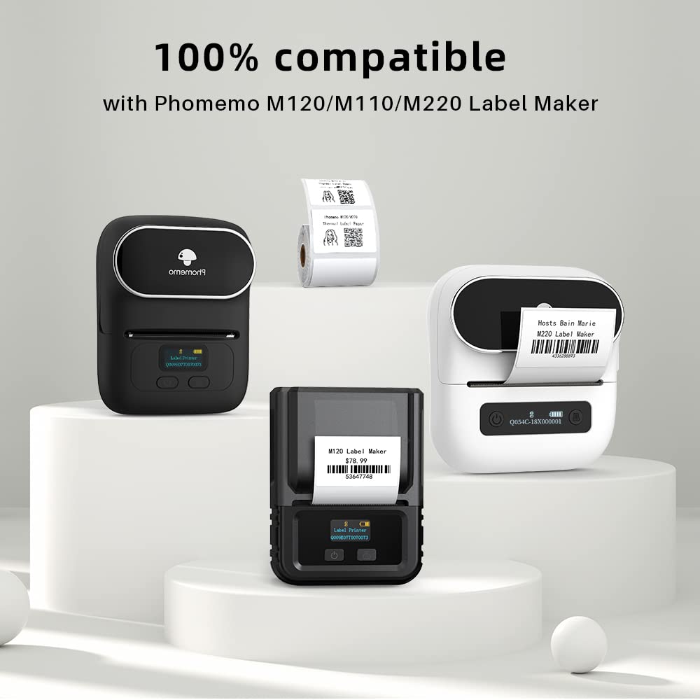 690 pcs Phomemo Thermal Sticker Label, Multi-Purpose Self-Adhesive Tag for M110, M220, M120, M200, M221, M150 Label Maker Machine, 1.96'' x1.18'' (50x30mm), Black on White 1.96'' x 1.18'' (50mm x 30mm)