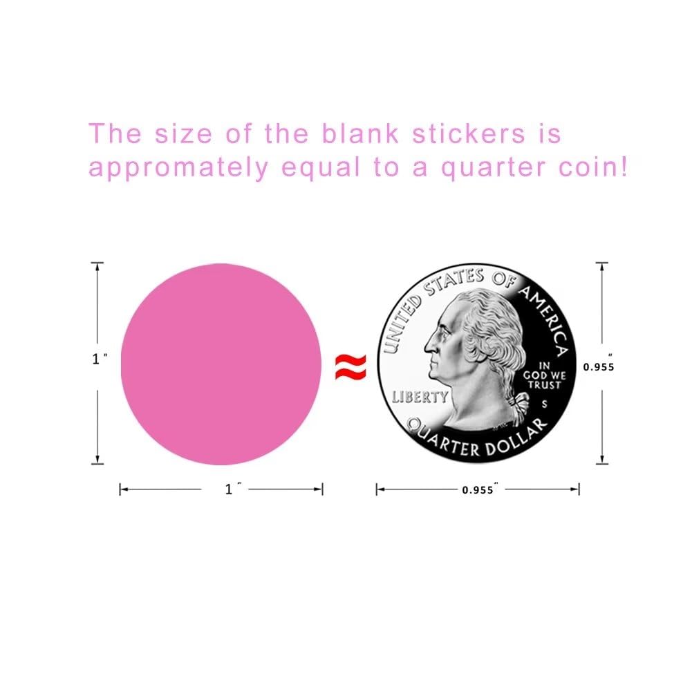 Round Color Coding Label Price Stickers Blank Yard Sale Stickers 1 inch Permanent Adhesive Dots 2 Roll 2000 Pieces (Pink) Pink
