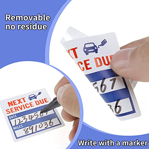 Oil Change Stickers Next Service Due Stickers 300 Pcs 2x2 Oil Stickers, Next Service Due Reminder Sticker Roll, Removable Vinyl Stickers in Roll (Blue 300PCS)