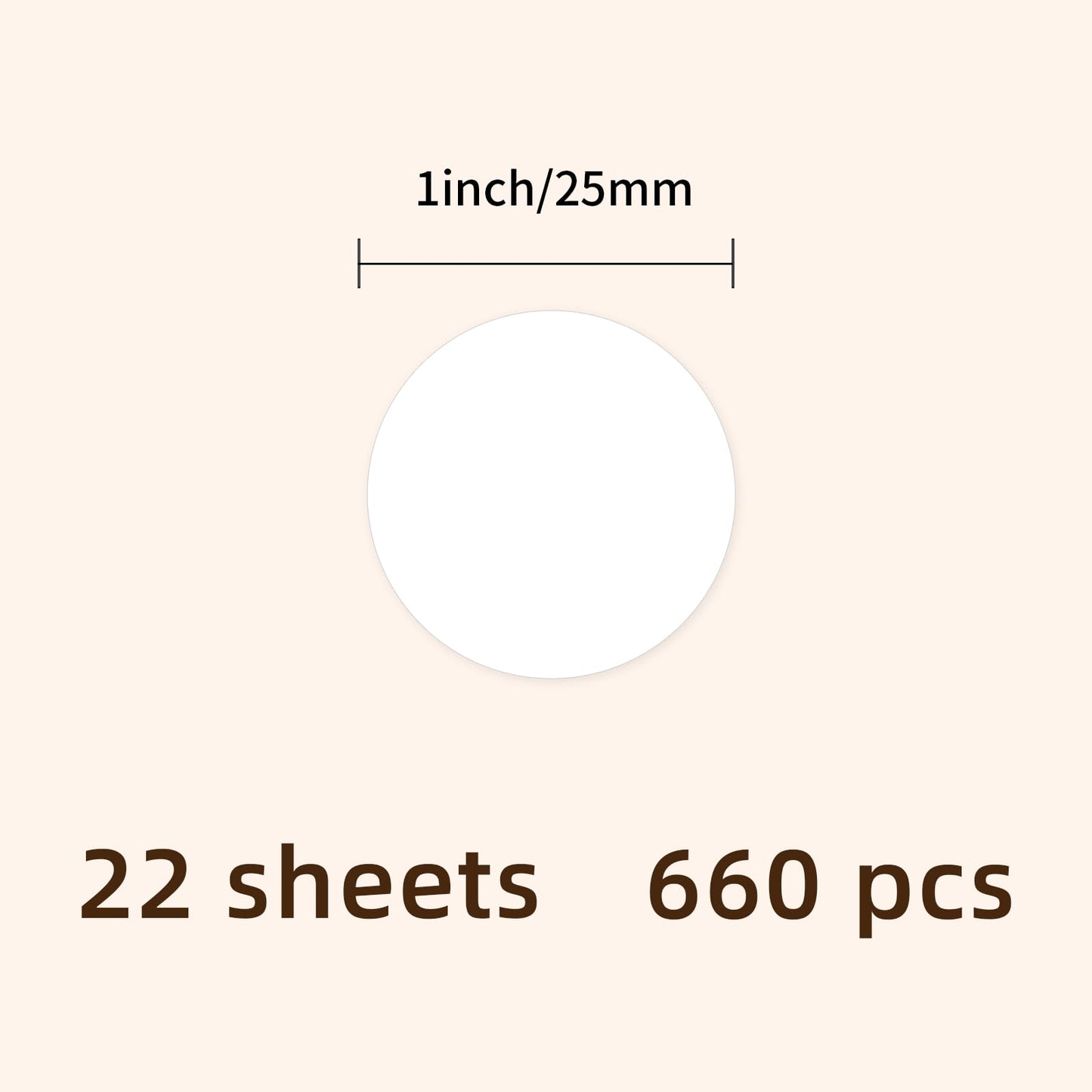 1" Round Colored Dot Stickers Labels,660 Pack,White White 1 in-660 pack