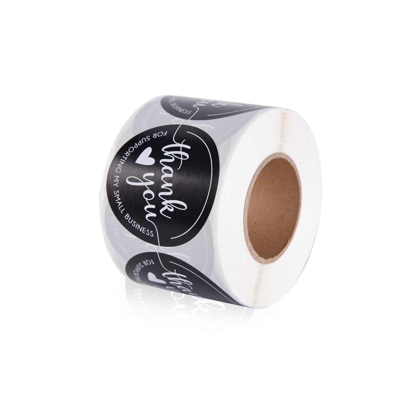 Thank You Stickers, Supporting My Small Business, Roll of 500 2 Inch Round, Black and White