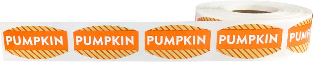 Pumpkin Grocery Store Food Labels .75 x 1.375 Inch Oval Shape 500 Total Adhesive Stickers Pumpkin
