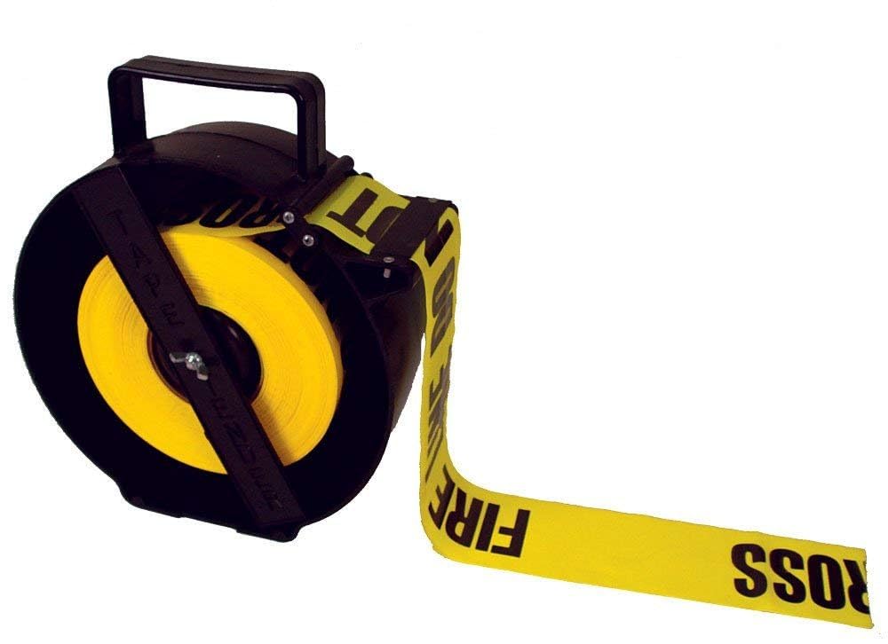 NMC TT1B Tape Dispenser - 13 in. x 4.5 in. Polypropylene Barricade Tape Dispenser with Cutting Blade/Carrying Handle