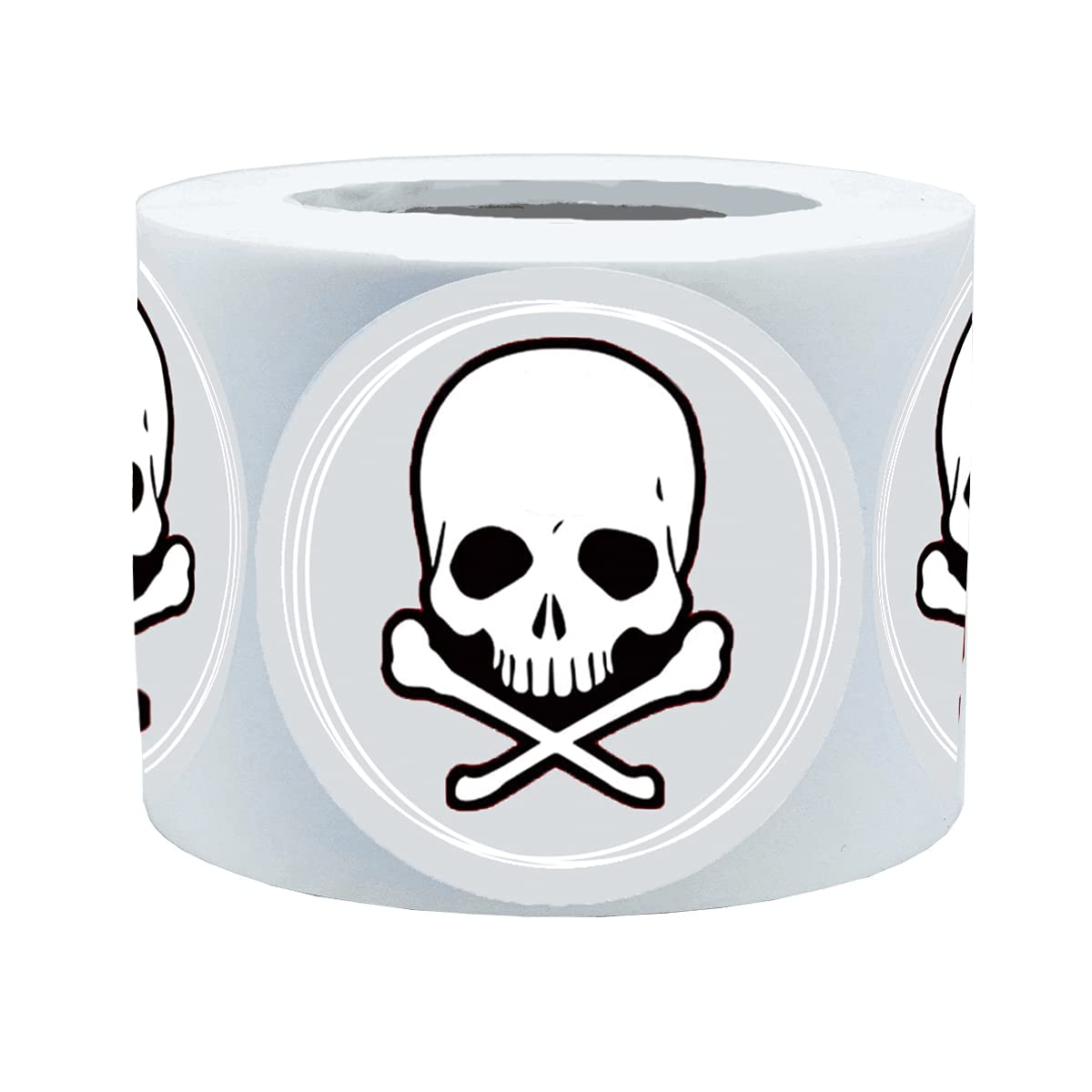 Remarkable 2 Inch White Skull and Crossbones Circle Dot Stickers,Skull Stickers Used for Party Favors, Birthdays, Halloween and Crafts (500 Labels on a Roll)