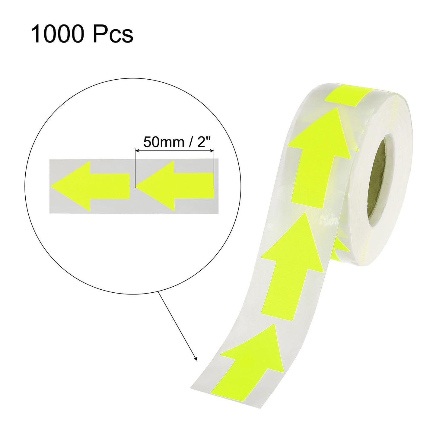 MECCANIXITY 2Pcs Arrow Sticker Labels 500 Count/Roll 1.3x2 Inch Fluorescent Yellow/Green Adhesive Arrow Shape Signs for DIY Craft Organizing Inventory