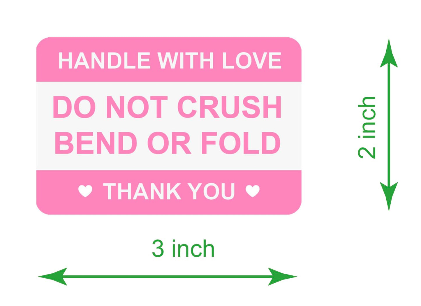 2"x3" 200 PCS Pink Do Not Crush Bend or Fold Handle with Love Labels Stickers Shipping Mailing Cartons Envelops Adhesive Labels-Poskornwel