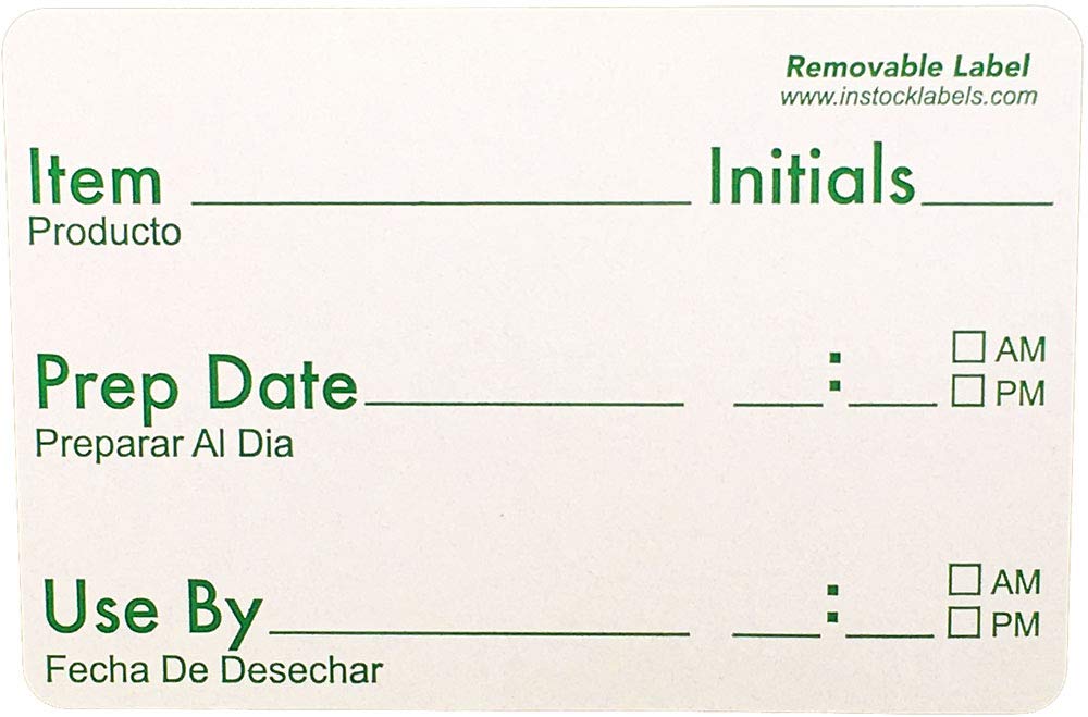 Removable Shelf Life Labels for Food Rotation Use by Food Preparation 2 x 3 Inch 500 Adhesive Stickers