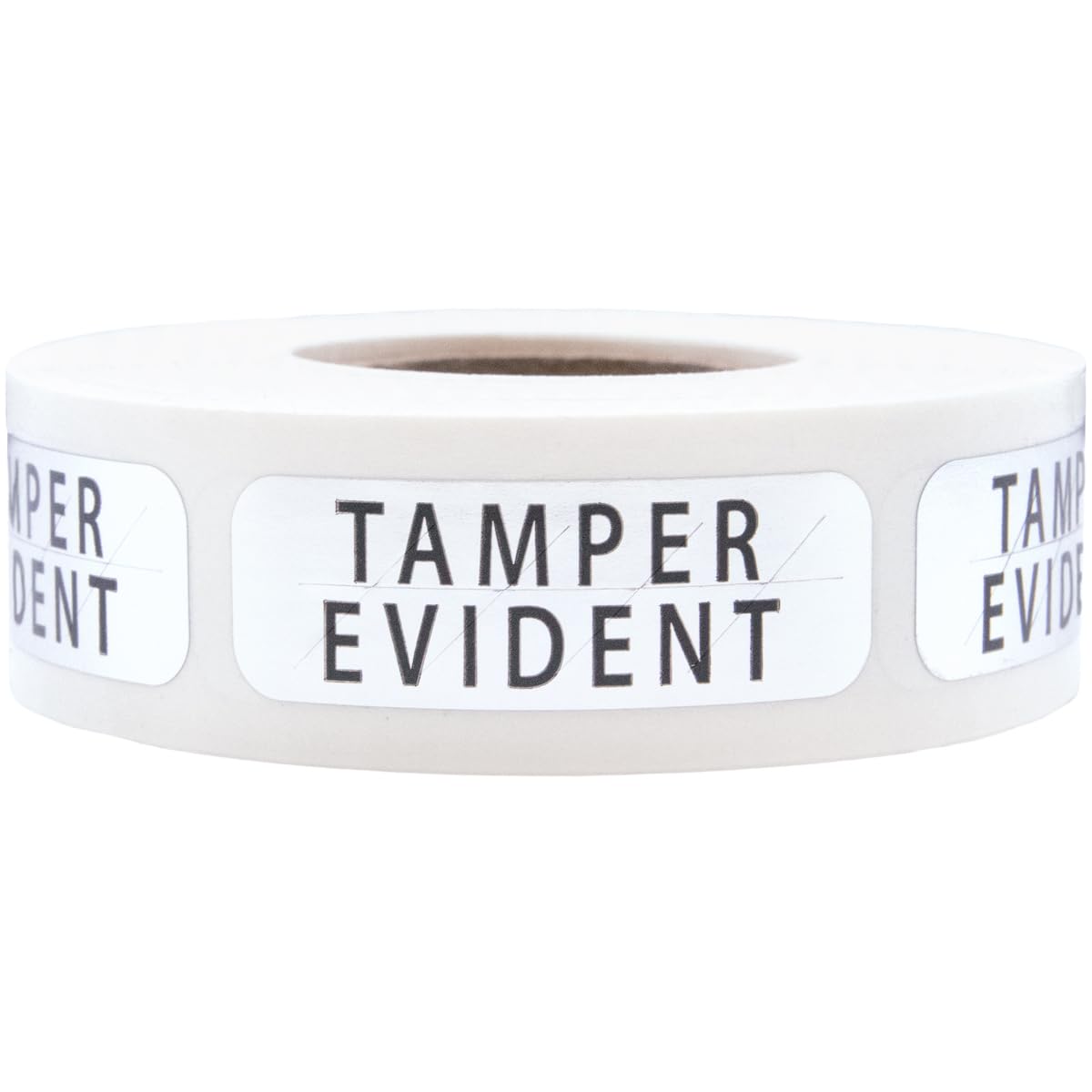 Tamper Evident Labels Small Metallic Silver with Black Ink 0.5 x 1.5 Inch Rectangles 500 Adhesive Stickers