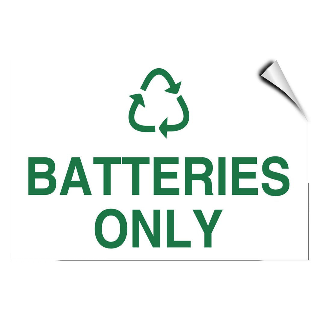 Batteries Only Activity Recycling Label Decal Sticker Sticks to Any Surface