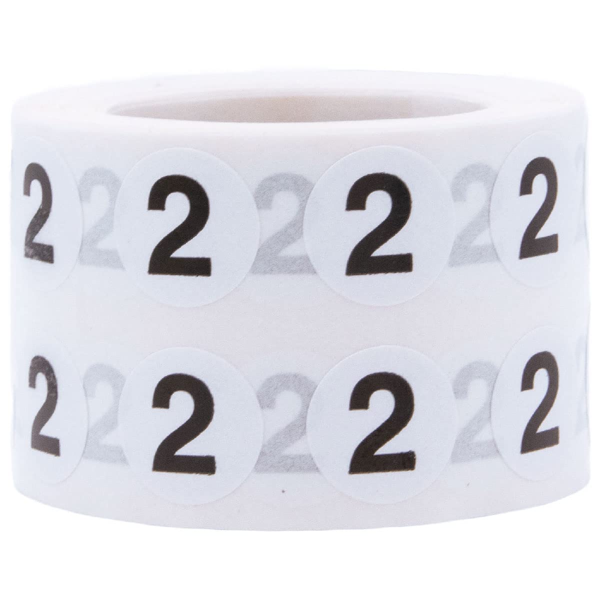 1/2" Inch Number 2 Stickers, Semi-Gloss White Round Labels with Black Text, 1000 Labels on a Roll, Perfect for Home Organization and Office Management, Permanent Adhesive # 2