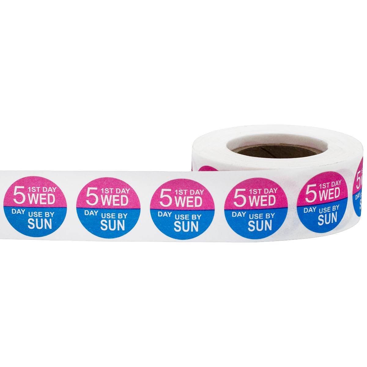 Dissolvable Wednesday Through Sunday 5 Day Food Rotation Labels Use by 3/4 Inch 500 Adhesive Stickers