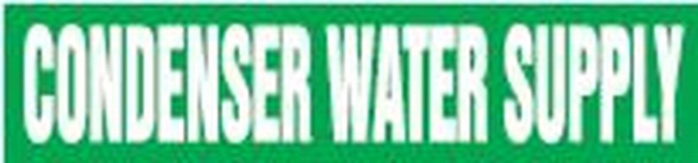 Accuform RPK245STC Snap Tite "Condenser Water Supply" Pipe Marker for 2-1/4" to 3" OD Pipe, 14" H x 2" L x 12" W, White on Green