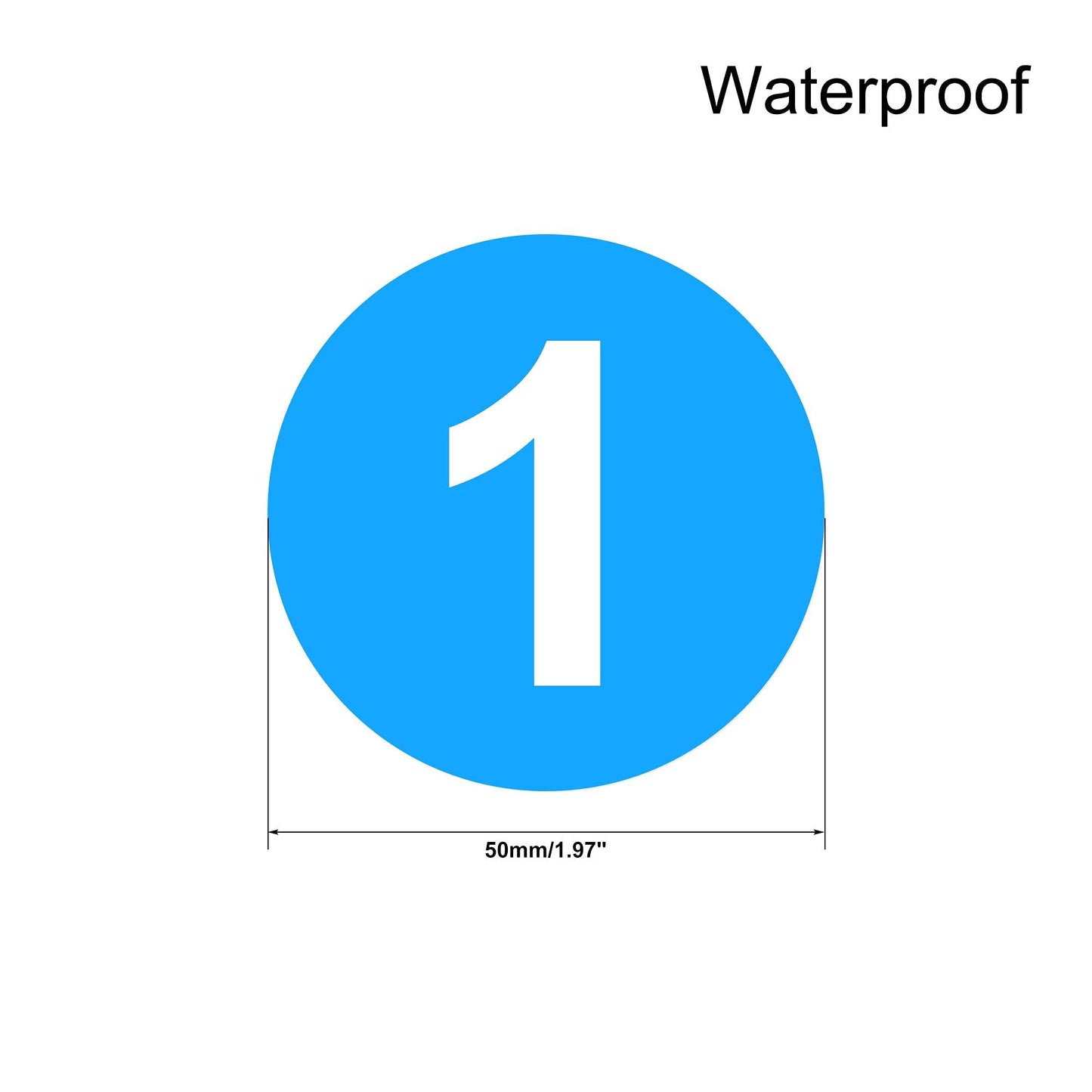 uxcell Round Number Stickers, 50mm Dia Number 1-20 Self Adhesive PVC Label Waterproof White Word(Blue Background) Blue