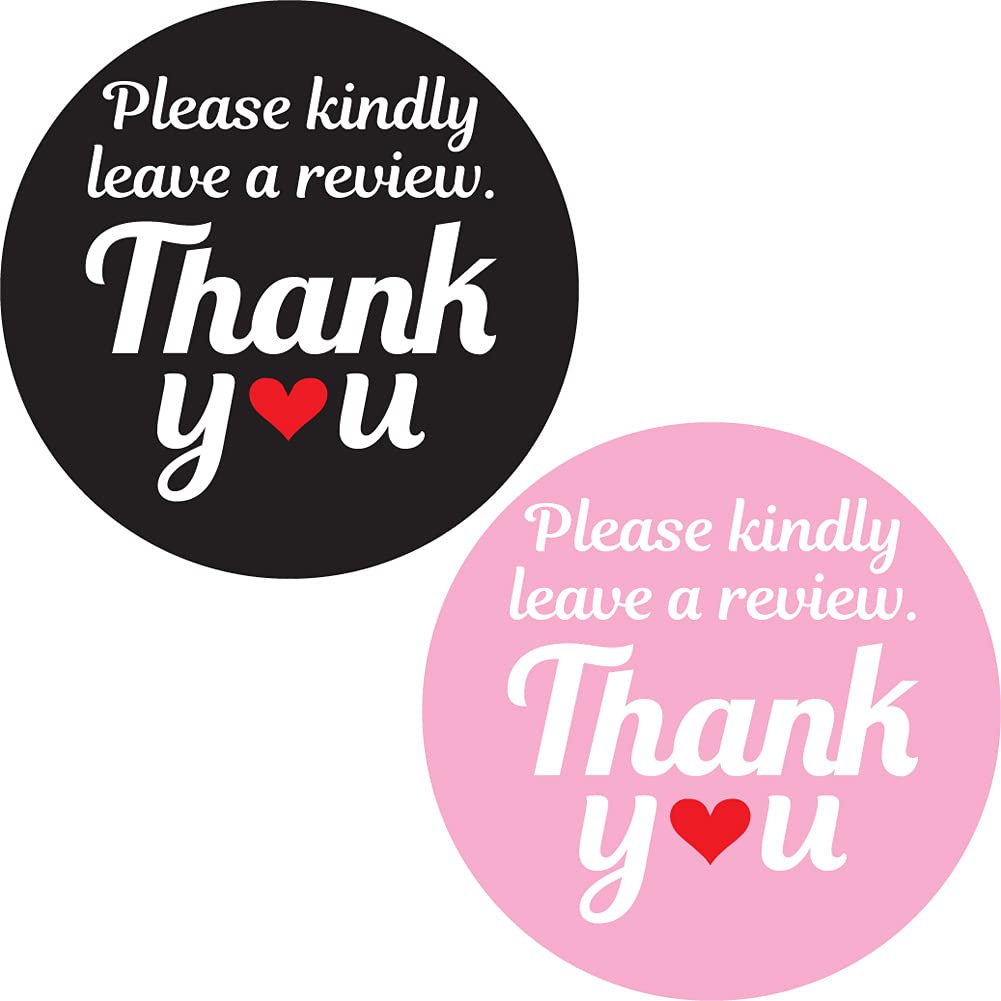 Superb Home Please Kindly Leave A Review Thank You Stickers 1000 Black & 1000 Pink 1” Round Packaging Labels Compatible for Amazon Ebay Etsy Shopify Product Reviews Policy Supporting My Small Business