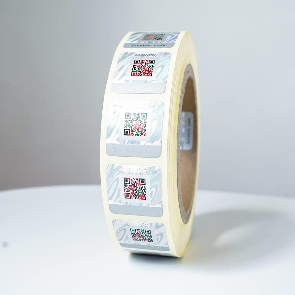 1000pcs Genuine QR Code Stickers with Authenticity Query, 25 * 25mm Original 3D Anti-counterfeiting Label for Brand Protection Hologram Scratch Off Stickers Silver