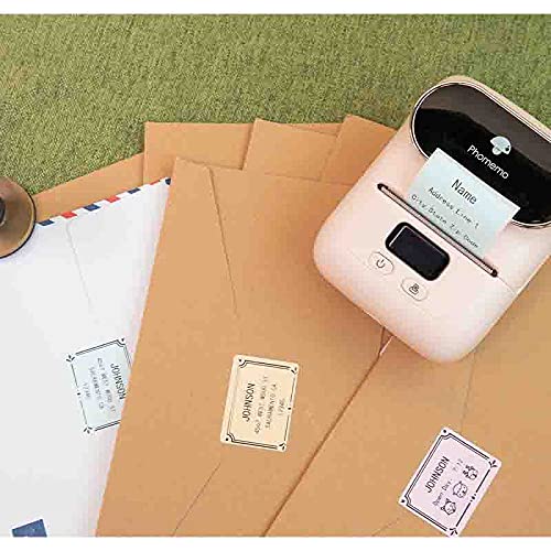 Phomemo M110/M110S/M120/M200/M220 Sticker Labels- 1.57"x1.18"(40x30mm) Black on Pink, Khaki and Blue Label for Small Business, Home, Office, 230 Labels/Roll 1.57"x1.18"