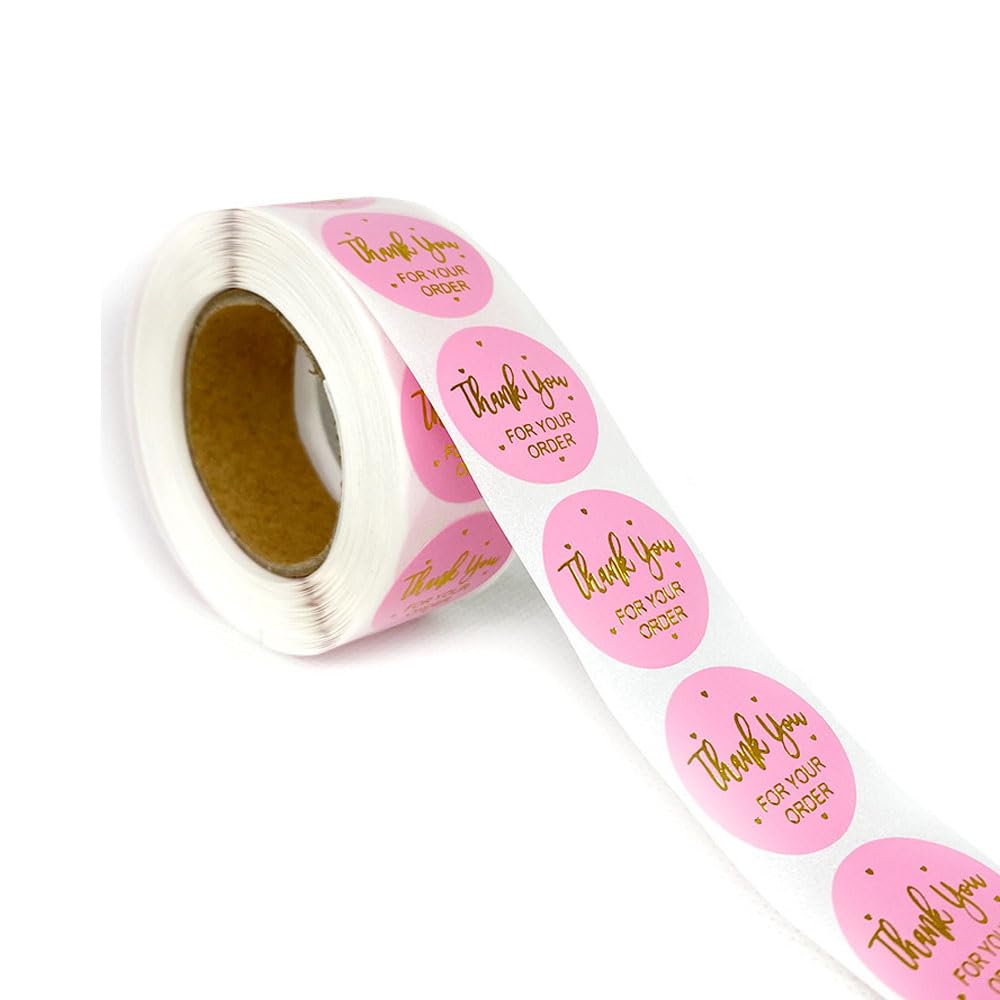 Thank You Stickers Small Business - 500Pcs 1inch Shipping Supplies, Elegant Labels for Supporting My Business Supplies Packing, Business, and Gifts Pink