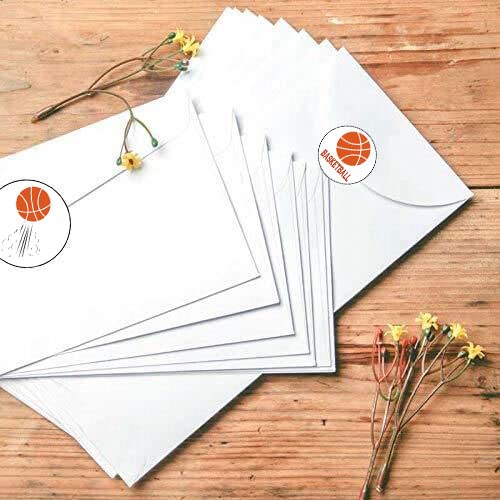 Basketball Labels Stickers, 1.5 inch Round Basketball Sport Party Supplies Decorations Bag Favors Stickers, Jar Containers Letter DIY Labels Decals (500Pcs)