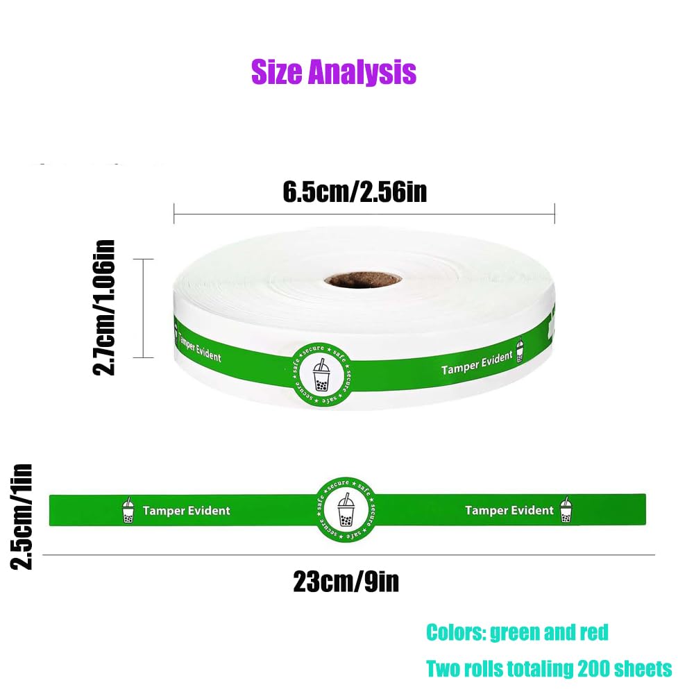 Tamper Evident Seal Stickers Safe Secure Drink Label Stickers 1" x 9" Tamper Proof Tape Food Delivery Sealed for Drink Food Coffee Milk Tea Ice Cream 200PCS